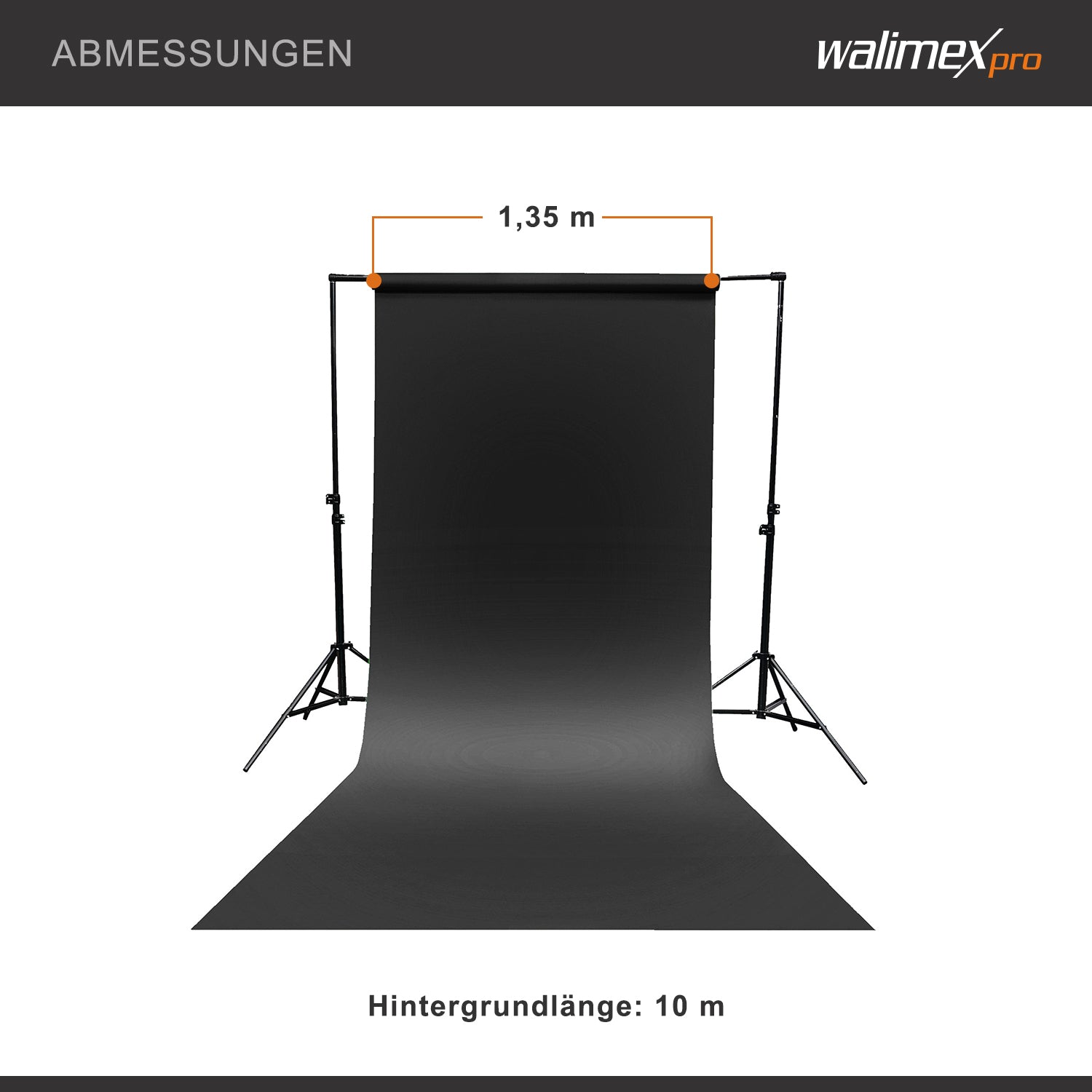 Sfondo fotografico in cartoncino nero 1,35 x 10 m, Backdrop foto antiriflesso e resistente, per studi fotografici