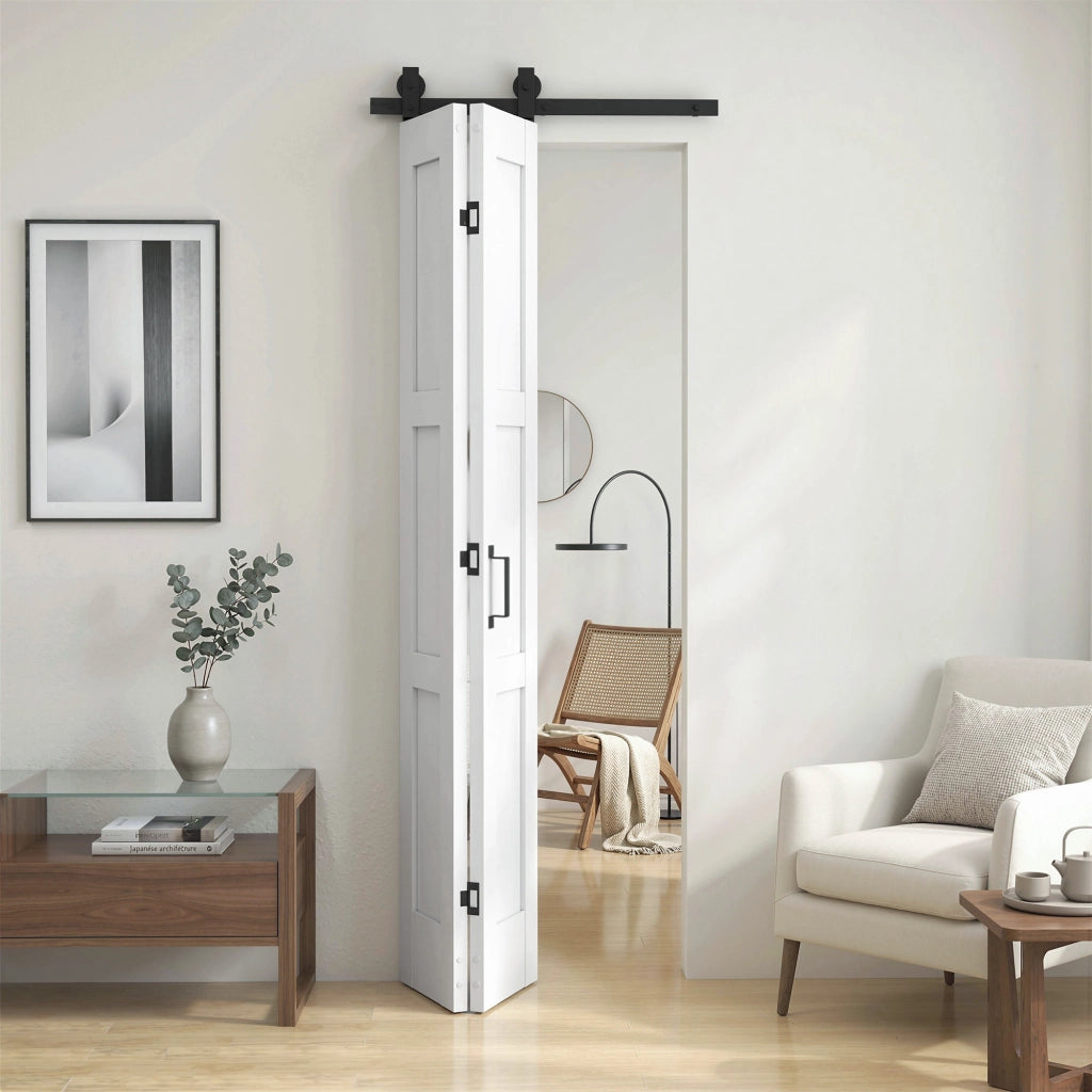 Porta 71x213cm, Stile Rustico, Kit Montaggio, Maniglia, Bianco Effetto Legno.