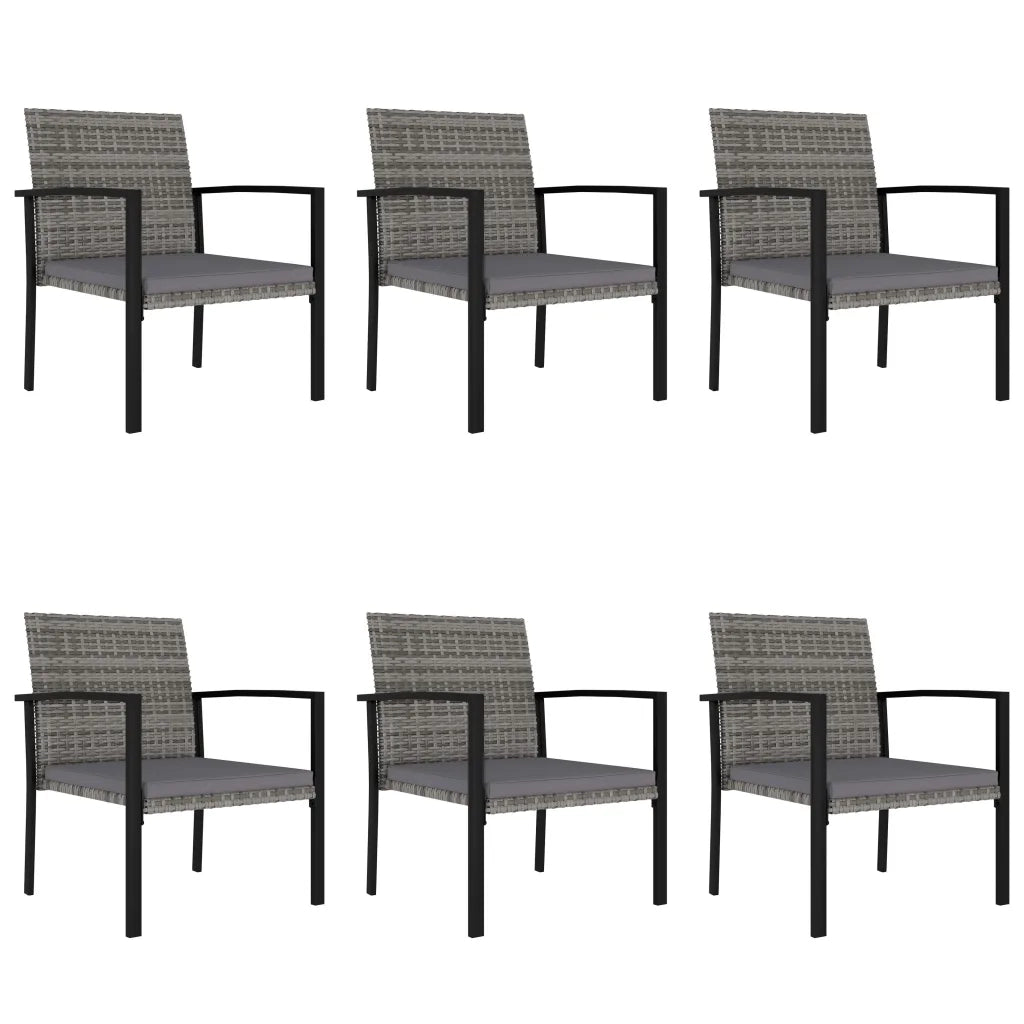 Set da Pranzo da Giardino 7 pz in Polyrattan Grigio