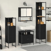 Set di mobili per il bagno 4 pcs Rovere Nero Legno multistrato 3334408