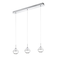 Lampadario Contemporaneo Montefio 1 Acciaio Cromo Vetro 3 Luci Led 5W