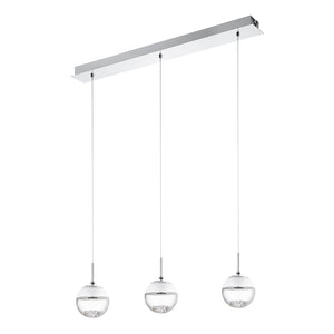 Lampadario Contemporaneo Montefio 1 Acciaio Cromo Vetro 3 Luci Led 5W
