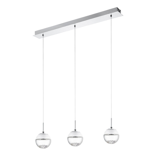 Lampadario Contemporaneo Montefio 1 Acciaio Cromo Vetro 3 Luci Led 5W