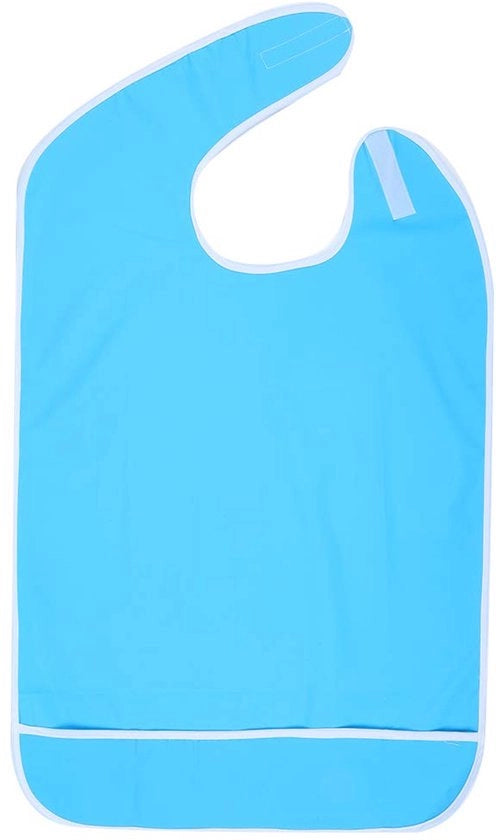 Schort per adulto, impermeabile e resistente all'olio, con chiusura a elastico alla gola, lavabile e riutilizzabile protezione per abbigliamento (18 * 14 * 2 cm - blu - 50 * 80)