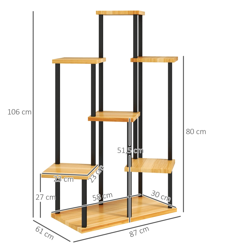 Libreria per piante a 7 livelli ¨C zephmum ¨C acciaio e legno naturale