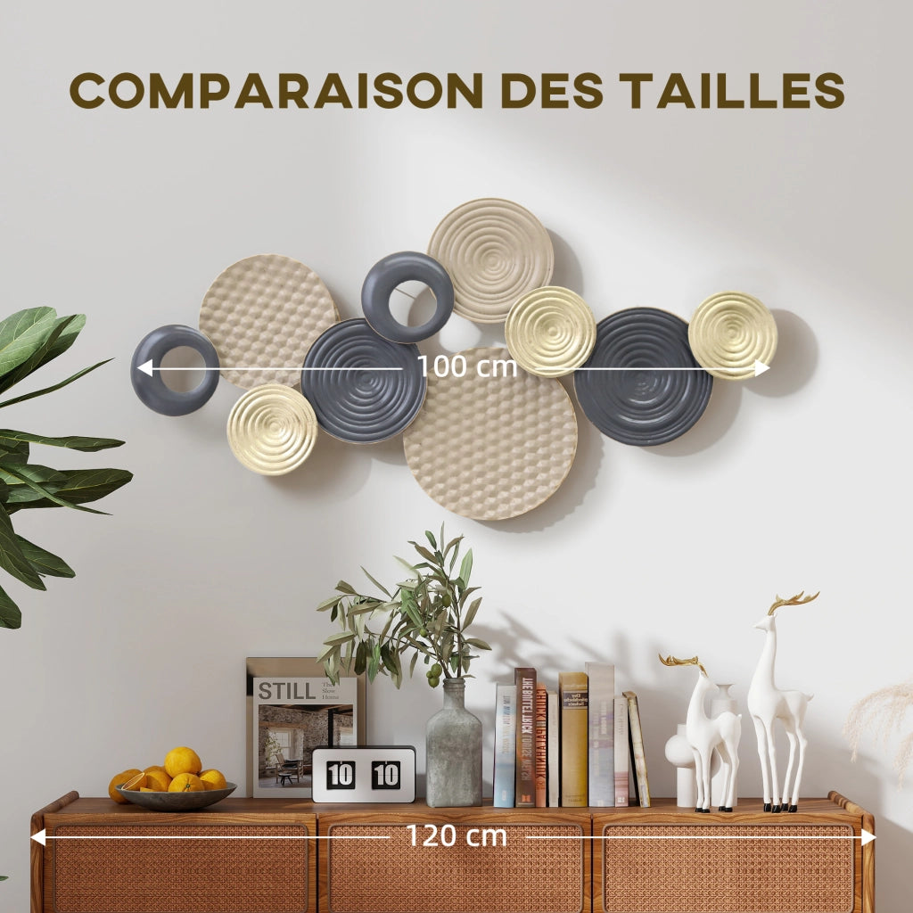 Decorazione murale in metallo ¨C zephmum ¨C kaki e nero 100x50 cm