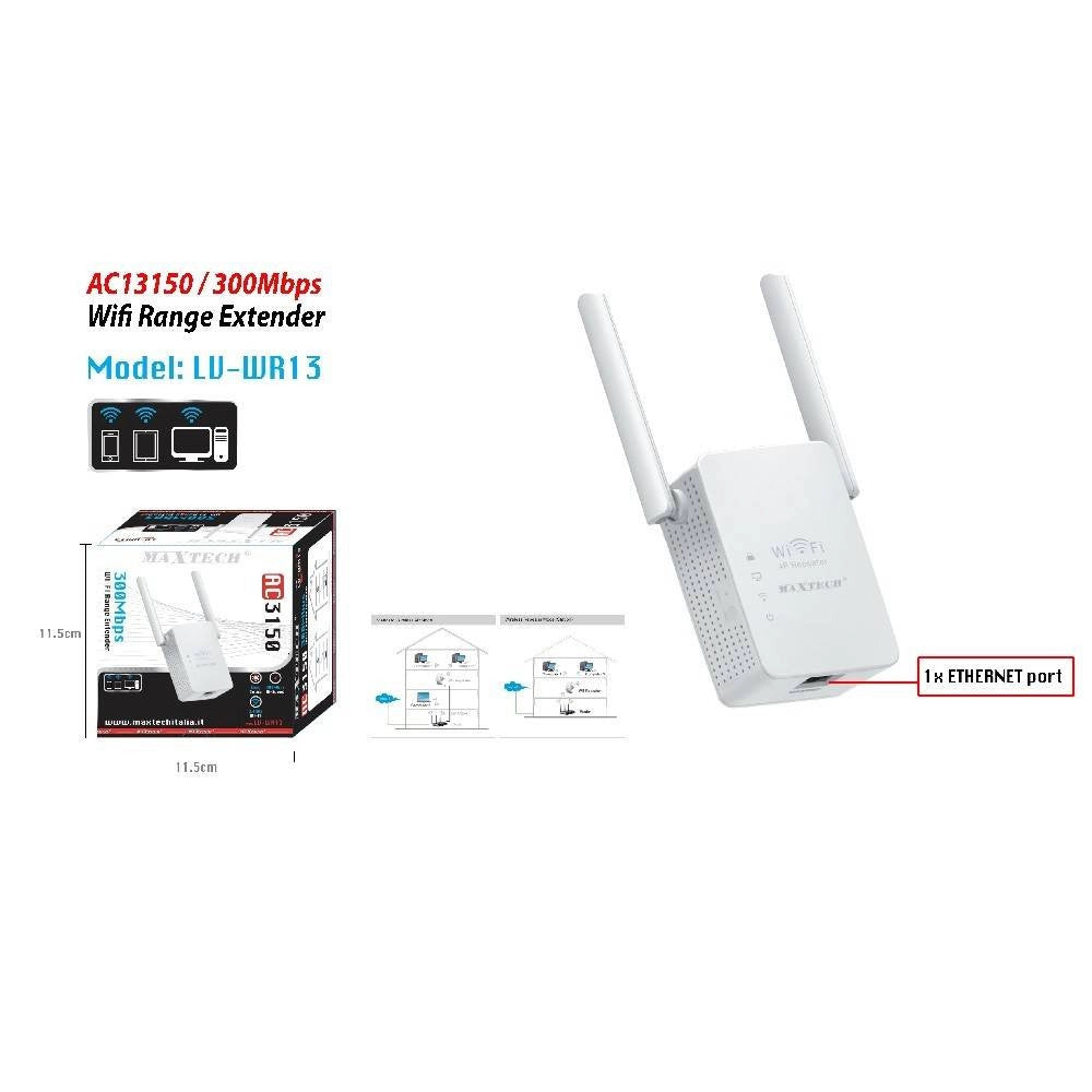 Trade Shop - Wifi Range Extender Lv-wr13 Ripetitore Amplificatore Di Segnale 300 Mbps Maxtech -