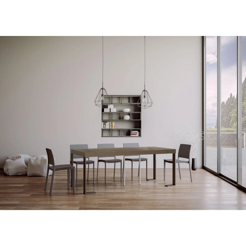 Consolle allungabile 90x40/196 cm Tecno Small Premium telaio Antracite - Tortora