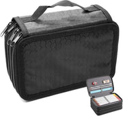 Etui grande con 72 contenitori, grande capacità, 4 sezioni con chiusura a zip, manico, etui per matite, grande, per matite colorate, pennarelli e matite a sfera (nero)