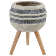 Supporto per piante Beige e grigio Magnesio Base rotonda in legno massiccio Vaso per piante alte
