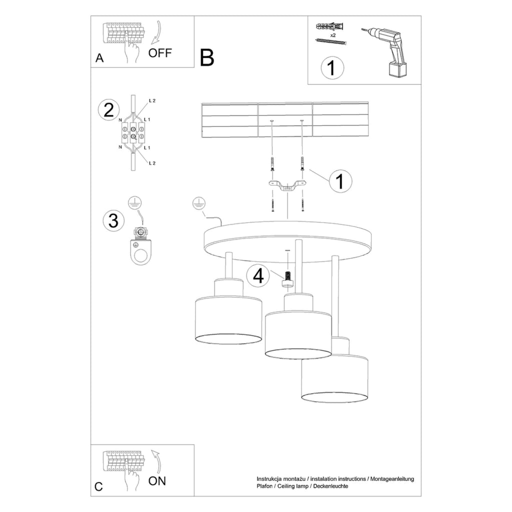 Lampada a soffitto SAVAR 3 nero