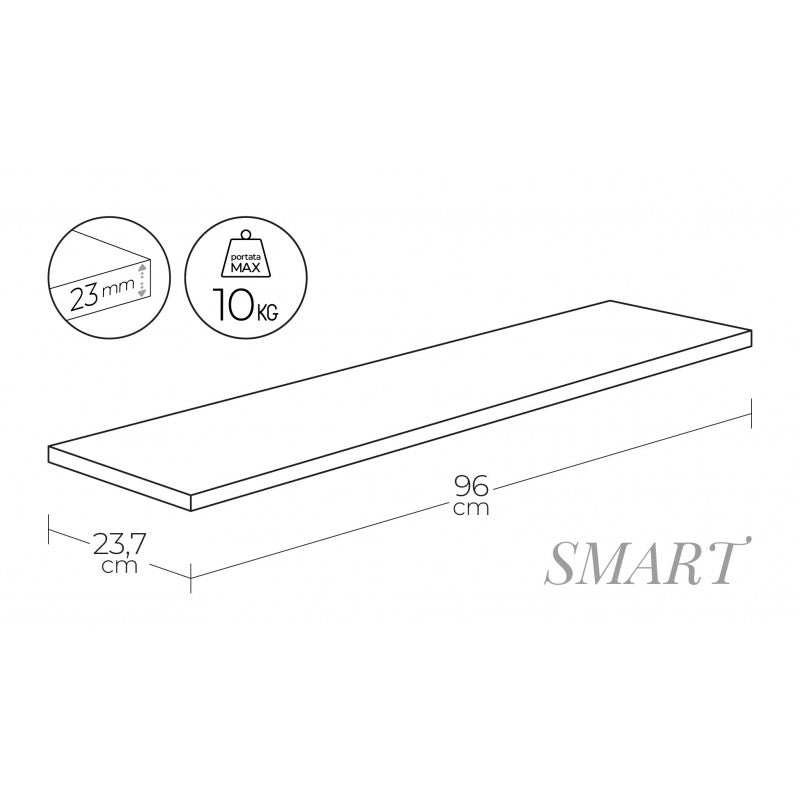 Mensola da Muro, Scaffale Legno, Mensola da Parete, Rovere Tabacco, 96x23,7x2,3 cm - Smart