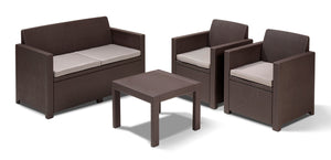 allibert salotto 'alabama' brown divano + 2 poltrone + 1 tavolino + 4 cuscini cod:ferx.93796