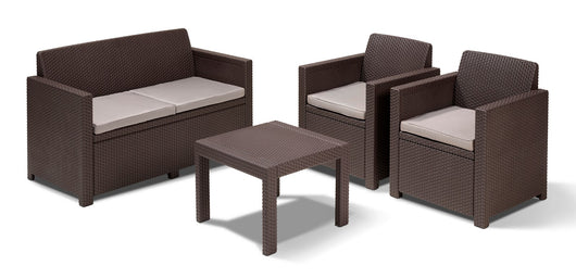 allibert salotto 'alabama' brown divano + 2 poltrone + 1 tavolino + 4 cuscini cod:ferx.93796