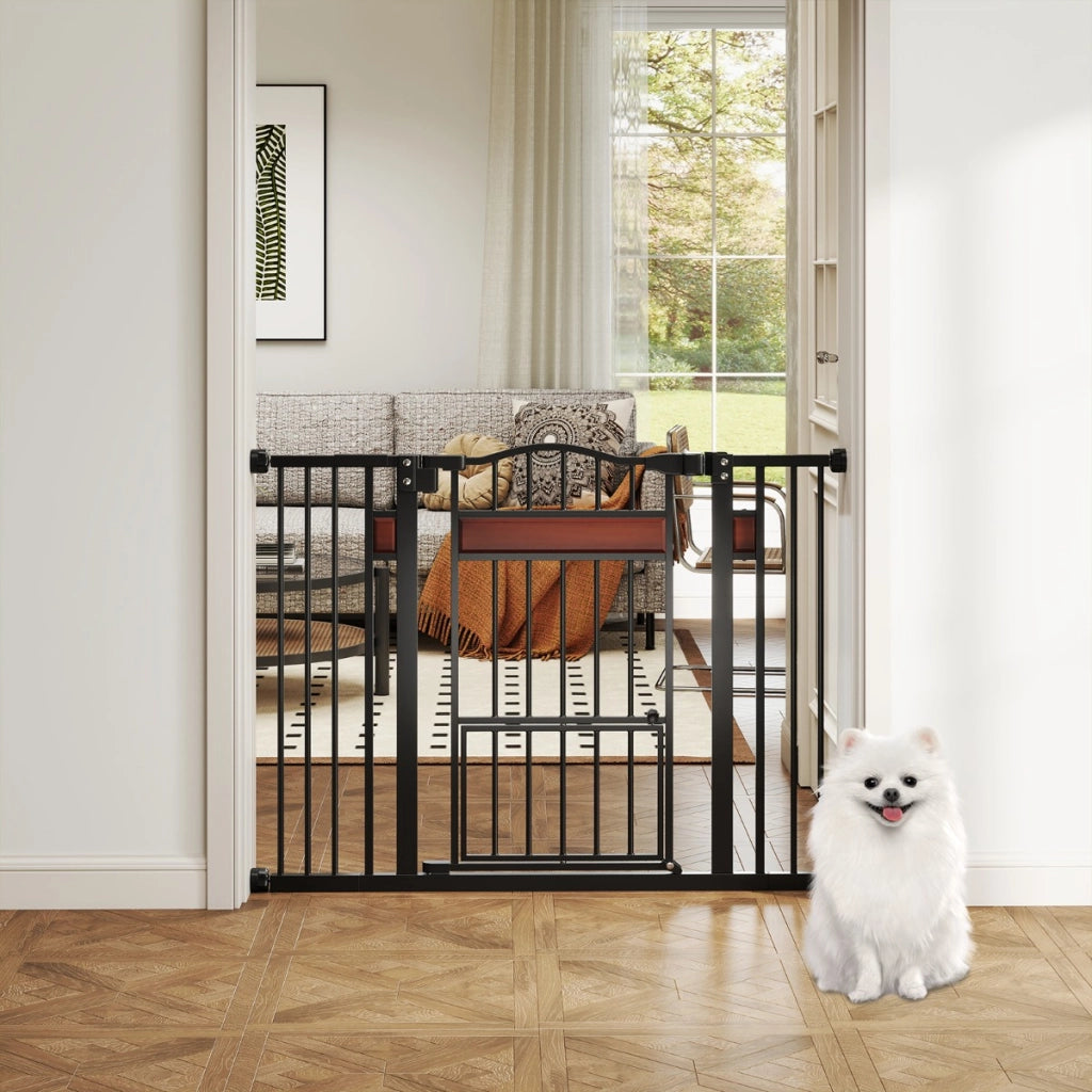 Cancello per cani espandibile in metallo per ingressi con porta piccola, Cancello per animali extra largo Nero-Cancelli
