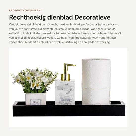 Dienblad in Legno - Rechthoeggiole - Decorativo - Supporto Candelabro - Arredamento Casa - Finestra MDF - Decorazione