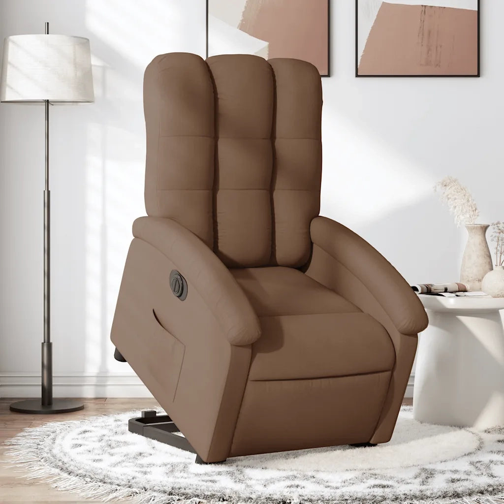 Poltrona Alzapersona Reclinabile Elettrica Marrone Tessuto 3204120
