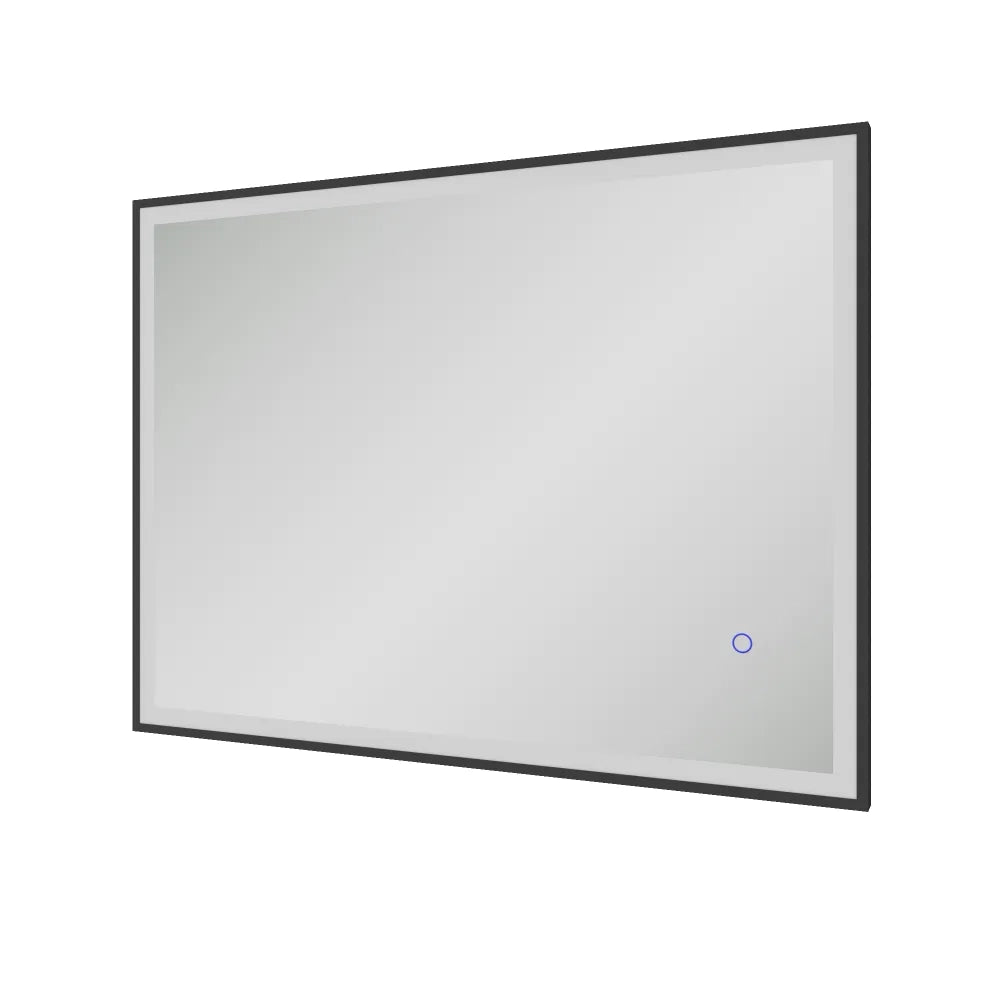 Specchio led 60x80cm con cornice nero opaco luce calda, neutra, fredda antiappannamento e reversibile | Sargas
