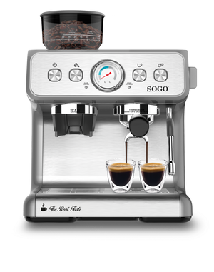 SOGO Macchina da Caffè Espresso 15 Bar – 2,8L con Macinacaffè, 30 Livelli di Macinatura, Pompa Potente, Funzione Cappuccino