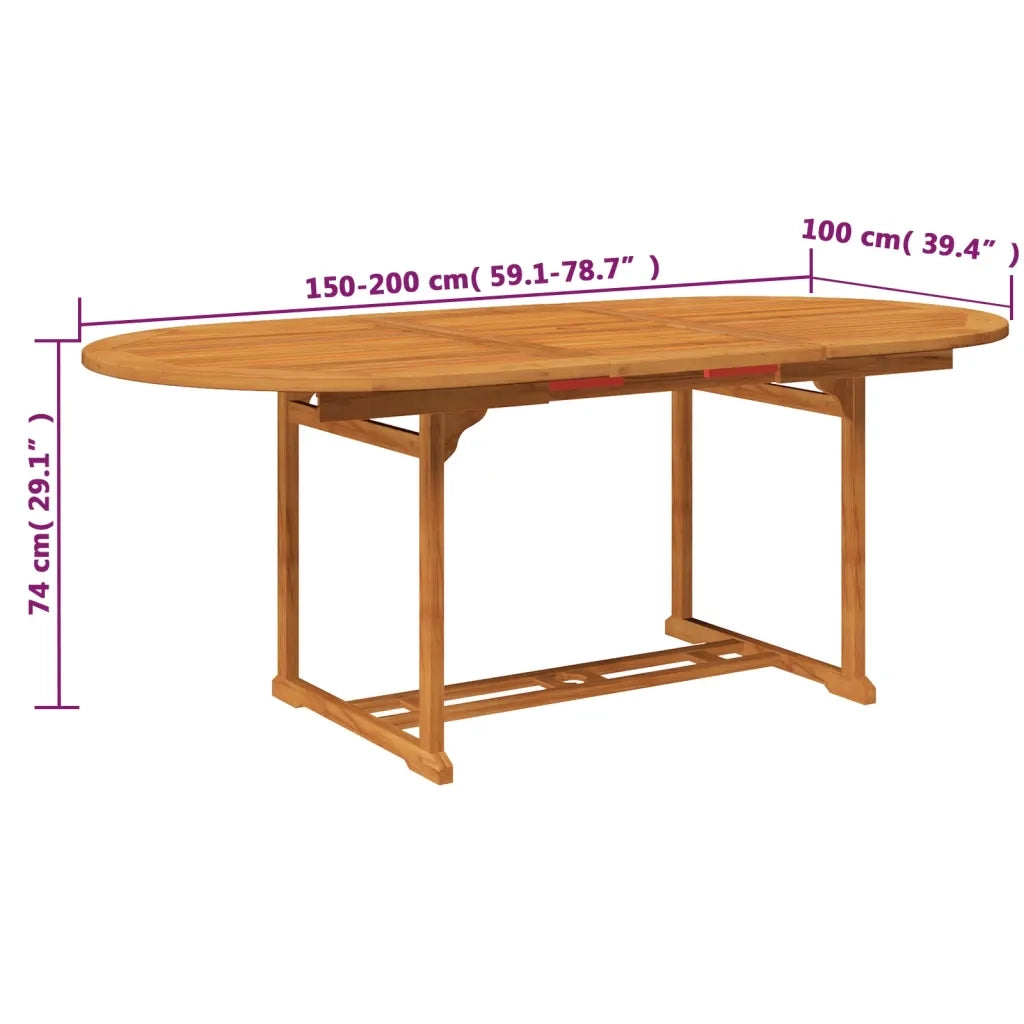Set da Pranzo da Giardino 7 pz in Legno Massello di Acacia 150-200 cm 41814