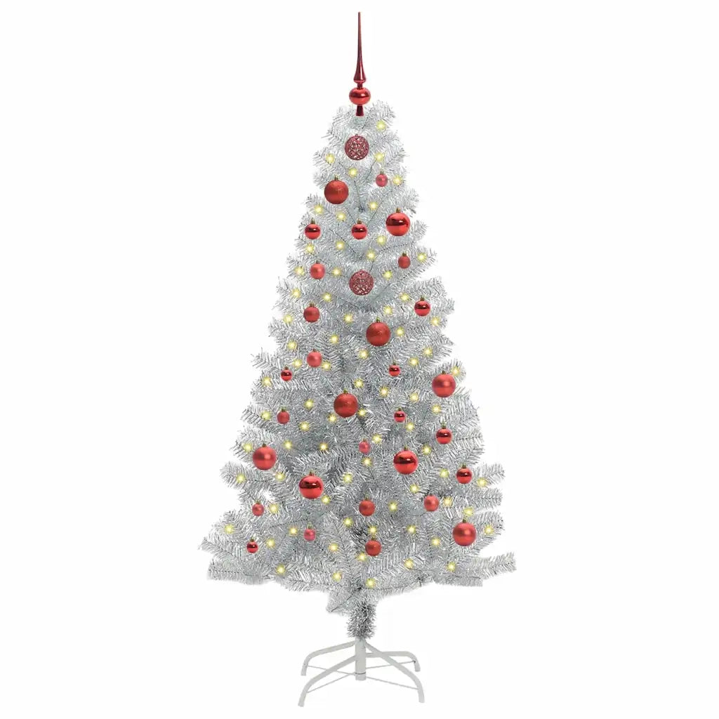 Albero di Natale con 150 LED con supporto Argento 150 cm PET 3396661