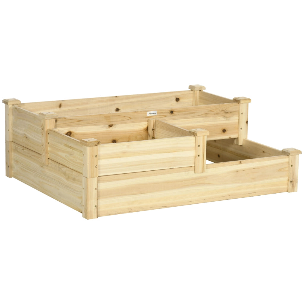 Aiuola rialzata a 3 livelli in legno di abete naturale per giardino e balcone
