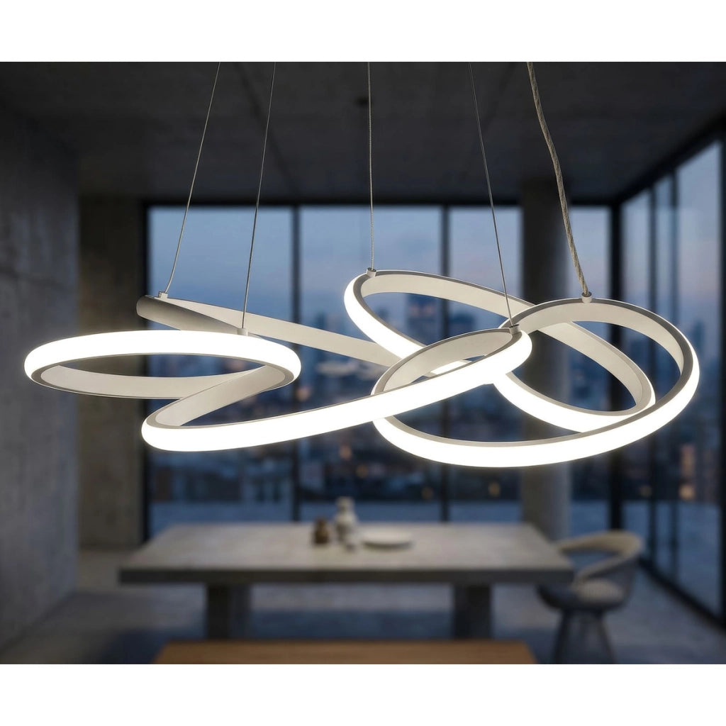 Lampadario Glovy in alluminio e ferro bianco opaco