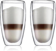 Set di bicchieri vetro espresso a doppia parete trasparente isolanti per cappuccino