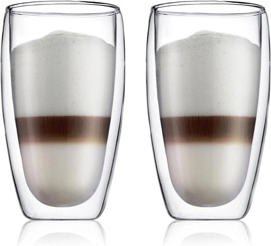 Set di bicchieri vetro espresso a doppia parete trasparente isolanti per cappuccino