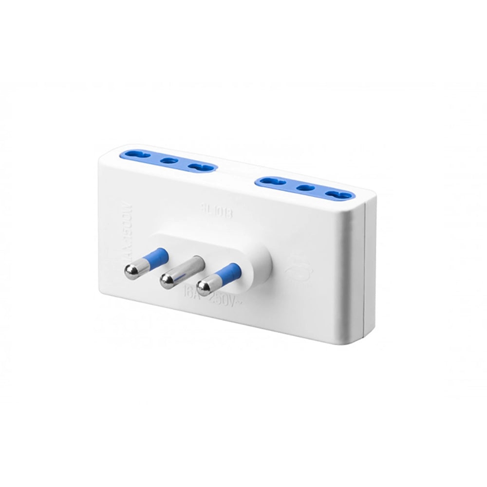 Adattatore faeg piatto quadruplo spina 2p+t 16a 4 prese bipasso 2p+t p17 bianco