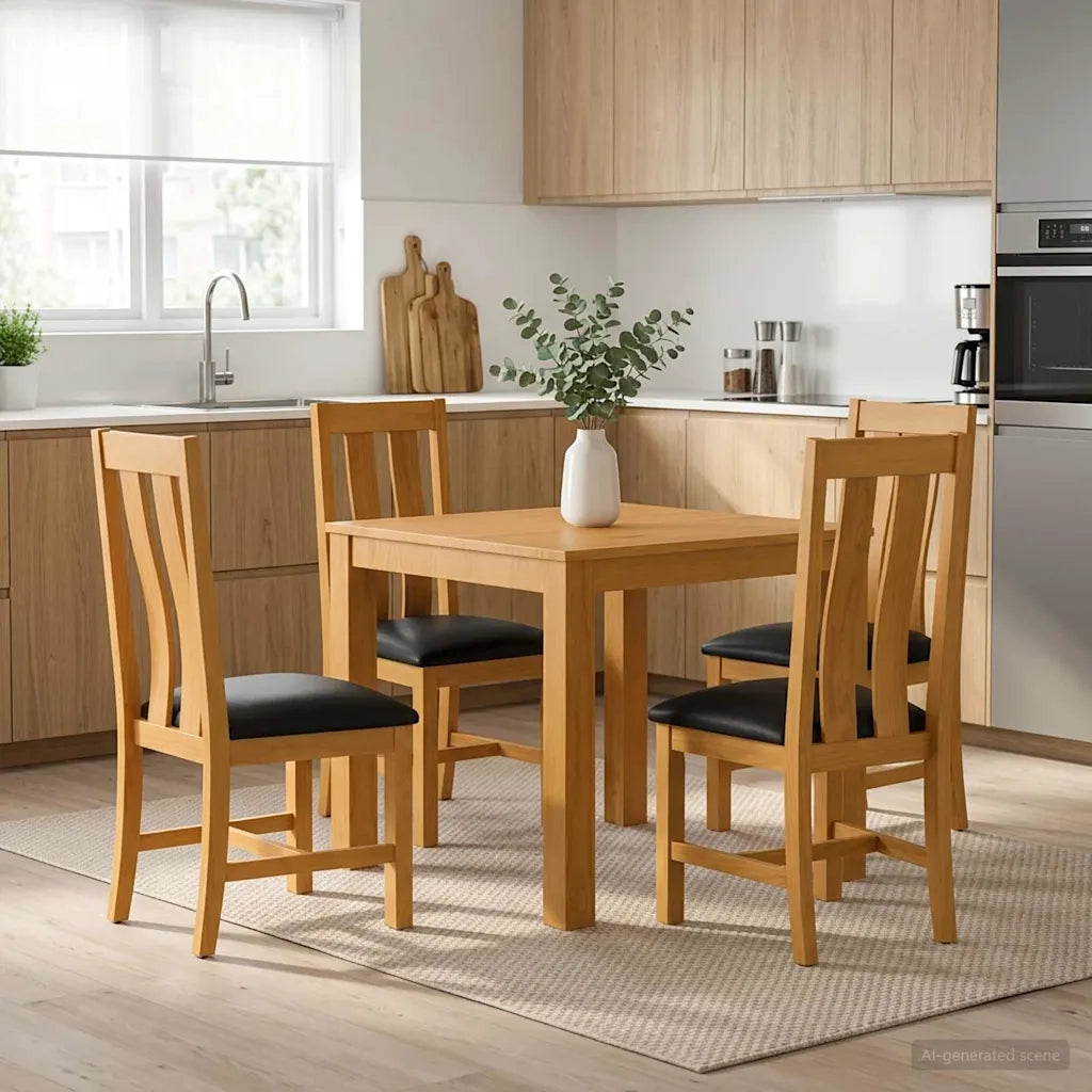 Set da pranzo 5 pz Nero Legno di Quercia Massello 3430337