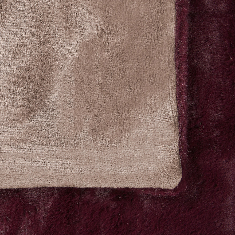 Coperta plaid in tessuto di poliestere bordeaux 150 x 200 cm design retrò soggiorno camera da letto copriletto rettangolare