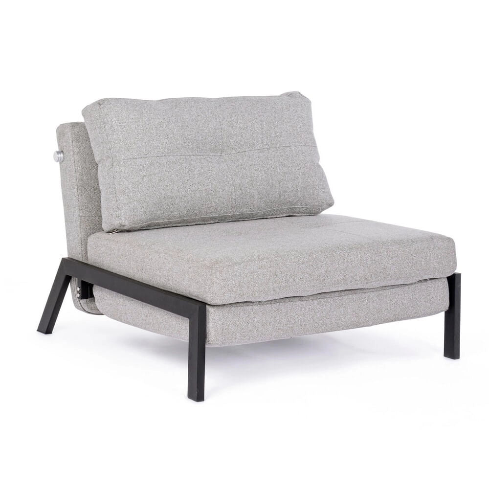 Poltrona Letto Singola in Tessuto con Gambe Effetto Legno - HARRISON
