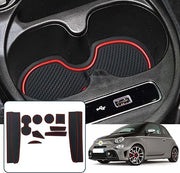 Compatibile con 2017-2021 FIAT 500 Abarth 595 Auto Gommati Antiscivolo Pieghevole, Abarth 595 Antiscivolo Mat Muffa Supporto Manubrio Mat Ricoprente Console Centrale Antiscivolo Mat Antiscivolo