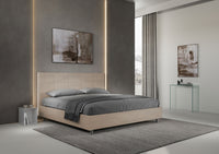 Letto Matrimoniale King Size 180x200 cm con Rete Imbottito in Microfibra Mika Sabbia