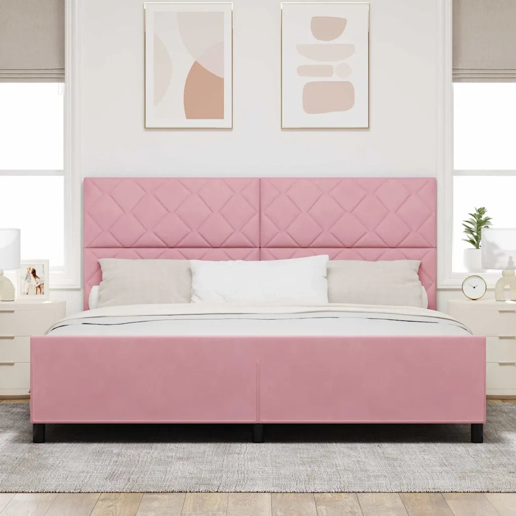 Letto a molle con testiera Rosa 200 x 200 cm Velluto 3345034