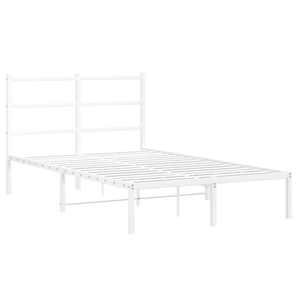 Letto matrimoniale | Letto per adulti | Giroletto con Testiera in Metallo Bianco 120x200 cm