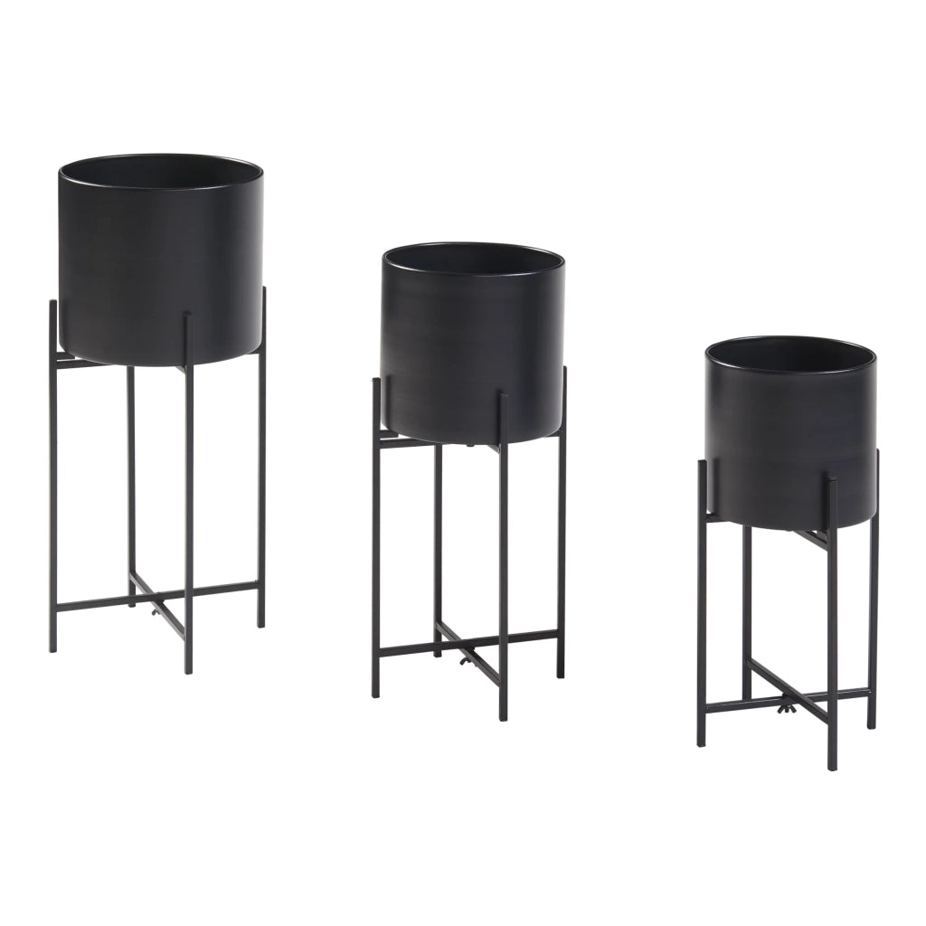 Set di 3 portavasi in metallo nero di varie dimensioni 03_0010629