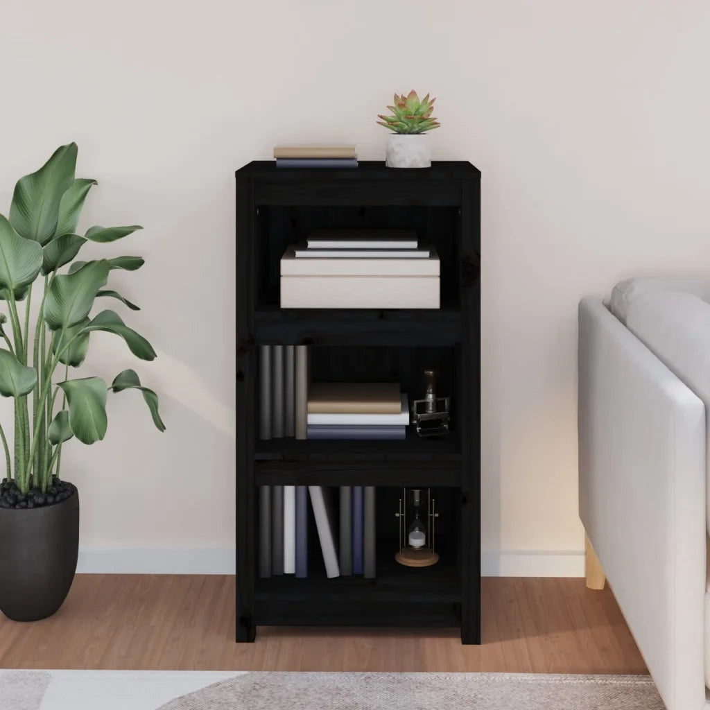 Libreria Nera 50x35x97 cm in Legno Massello di Pino 821708