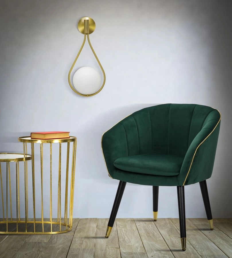 Lampada da Muro Glamy Drop 24x20x52 cm in Ferro e Vetro Oro e Bianco
