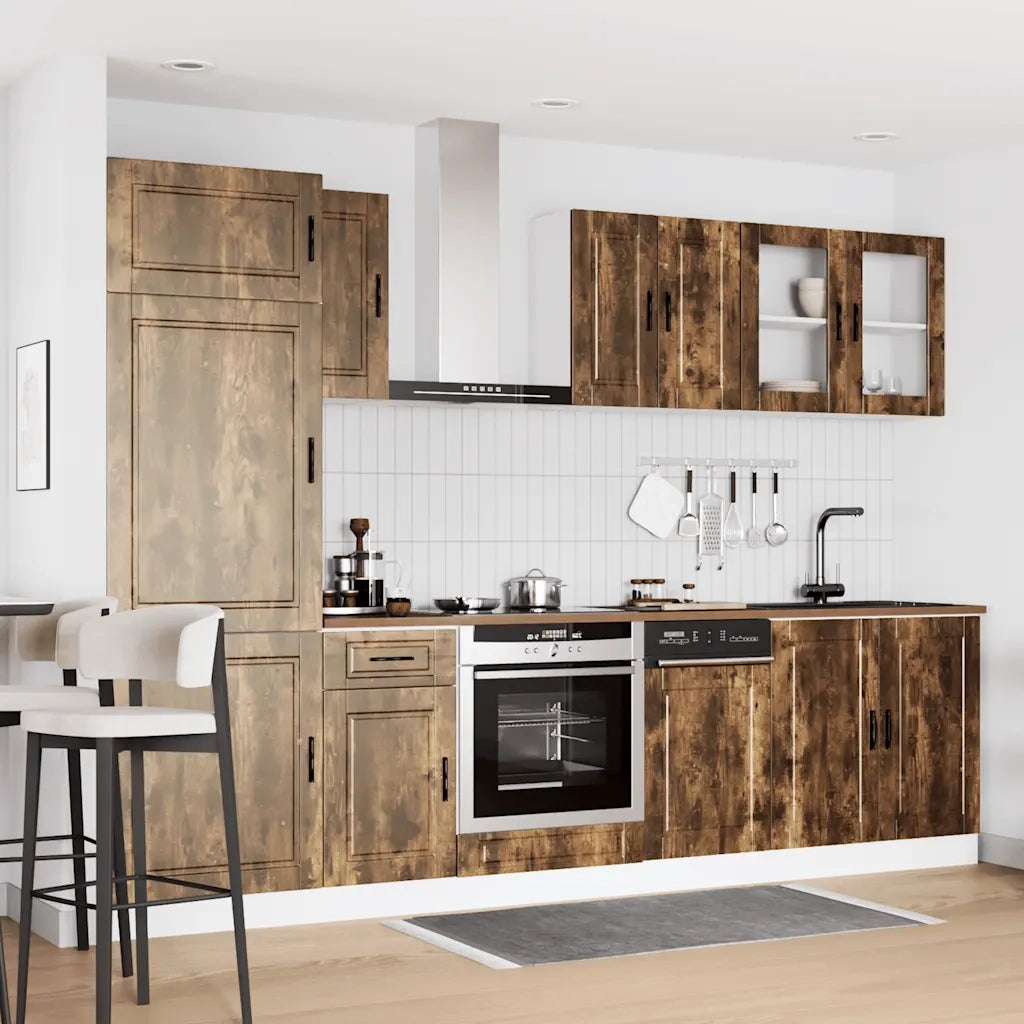 vidaXL Set Mobili da Cucina 8 pz Porto Rovere Fumo Legno Multistrato
