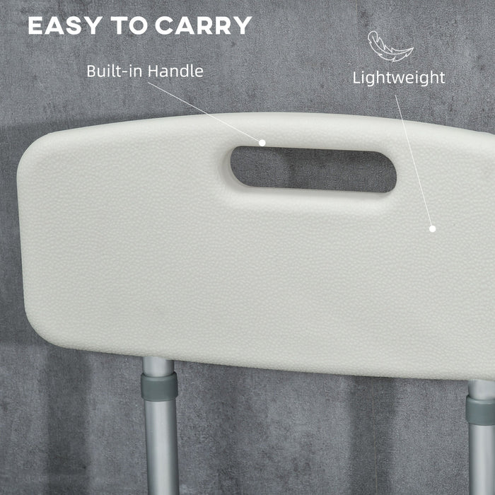 Sedia Doccia ad Altezza Regolabile con Braccioli e Cuscino Rimovibile  53,5x52x80-90 cm  Bianca