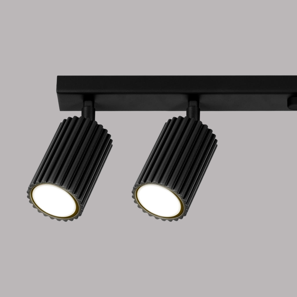 Plafoniera moderna nera barra 117cm 6 spot GU10 orientabili