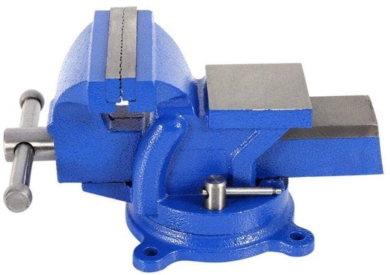 Vise parallelo robusto - 100mm con base di rotazione 360° - per banco di lavoro - costruzione solida - per lavori di precisione - ideale per lavori su lame.