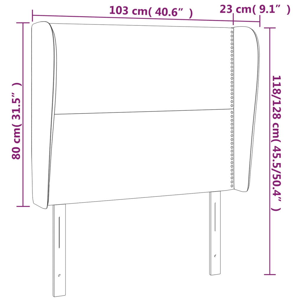 Testiera ad Orecchio Nera 103x23x118/128 cm in Tessuto 3117808