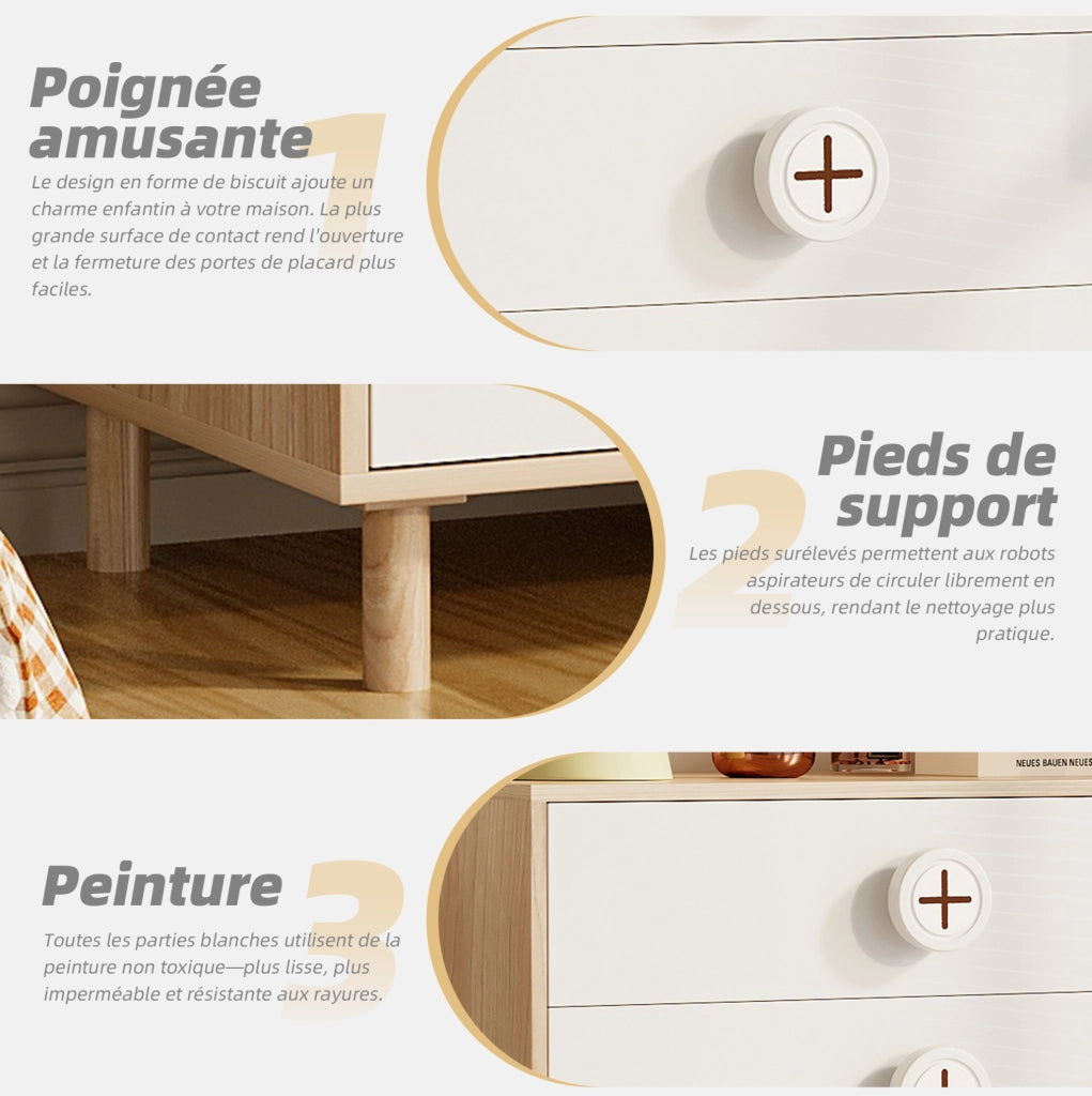Mobile contenitore con 4 cassetti in MDF bianco e naturale 80 x 54 x 90 cm