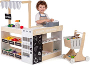 Supermercato Giocattolo per Bambini, Set di Gioco Comprasuper con Carrello, Lavagne, Distributore, Banco Cassa e Accessori Complessivi, per Bambini 3+ Anni, 89,5 x 79 x 104,5 cm