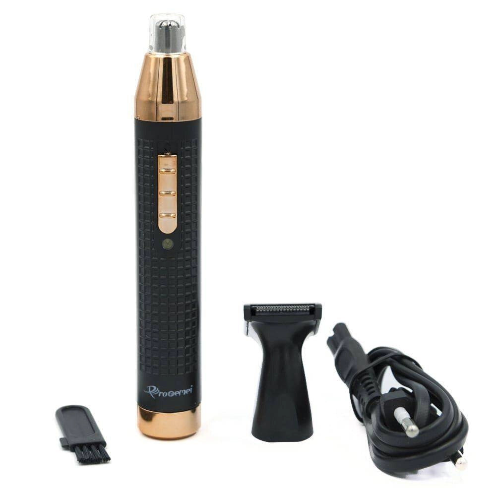 Trade Shop - Rifinitore Trimmer A Batteria 2 In 1 Regola Barba Naso Orecchie Capelli Gm-3120 -