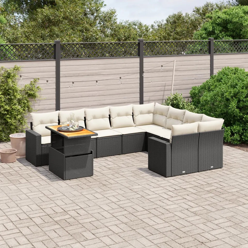 Set Divani da Giardino 10pz con Cuscini in Polyrattan Nerocod mxl 88719