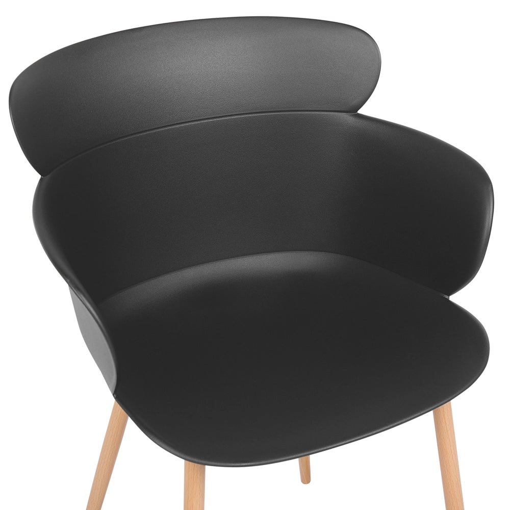Set di 2 sedie da pranzo in materiale sintetico Nero gambe in metallo schienale ergonomico soggiorno moderno